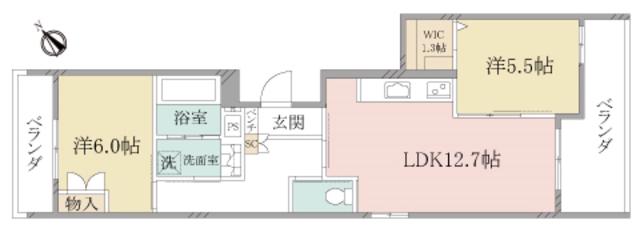ヘーベルヴィレッジおおたかの森南エーデルワイス(2LDK/3階)の間取り写真