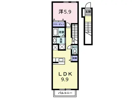 ユートピアC棟(1LDK/2階)の間取り写真