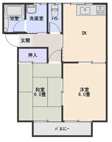 藤川コーポIII(2DK/1階)の間取り写真