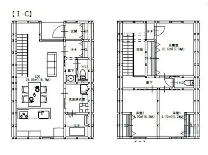 グランメゾンクレスト南蔵王I(3LDK/1階)の間取り写真