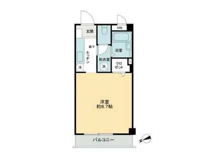 フィネス佐古(1K/2階)の間取り写真