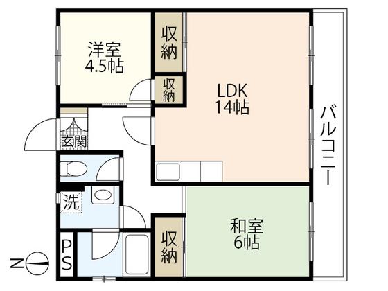 ハイツ古江(2LDK/1階)の間取り写真