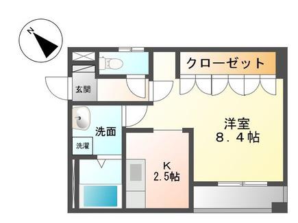 リリーベル(1K/2階)の間取り写真