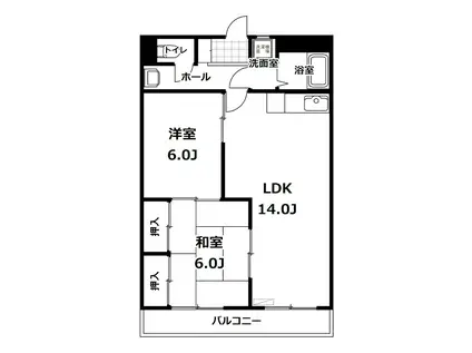 棚網コーポ(2LDK/3階)の間取り写真