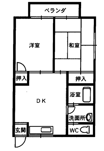 コーポ山口I(2DK/2階)の間取り写真
