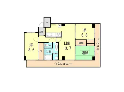 サバービアシティ21 B棟(3LDK/17階)の間取り写真