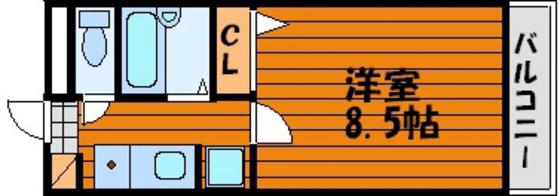 シダー西大寺(1K/4階)の間取り写真