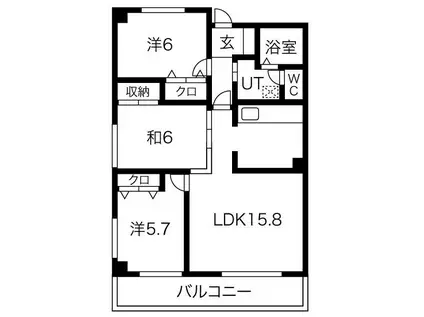 ライフ第5マンション大平台(3LDK/2階)の間取り写真