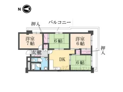 ハイム伏見 C棟(4DK/3階)の間取り写真