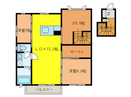 イグドラシル(2SLDK/2階)の間取り写真