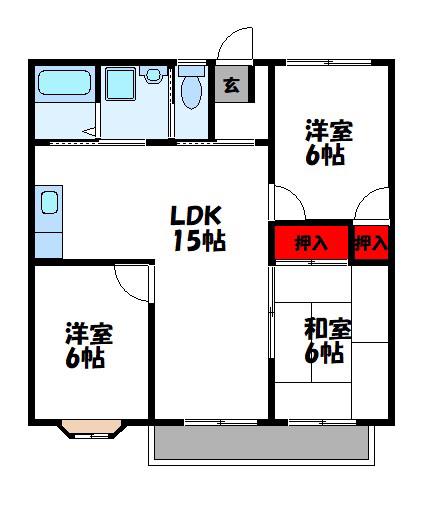 横田アパート(3LDK/1階)の間取り写真