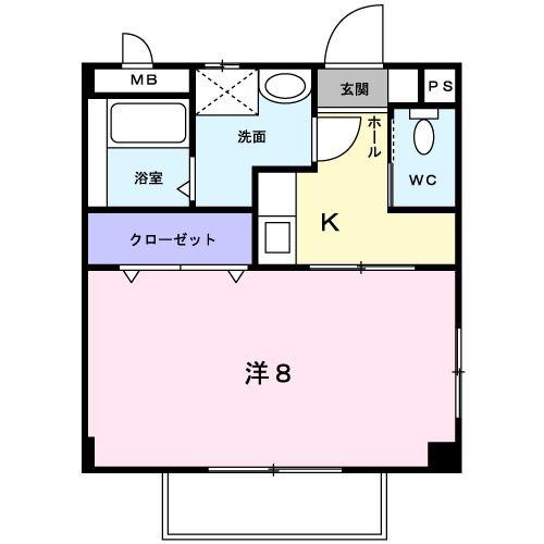 ベルフローラ(1K/2階)の間取り写真