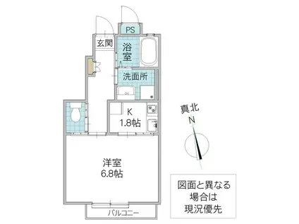 インレット荒川沖II B棟(1K/1階)の間取り写真