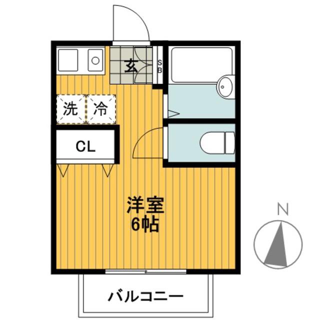 クレールハイツ三ツ沢(1K/2階)の間取り写真