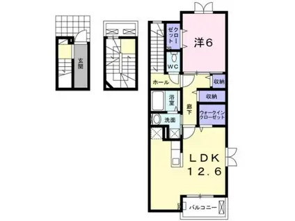オレンジヒルズ論田A(1LDK/3階)の間取り写真