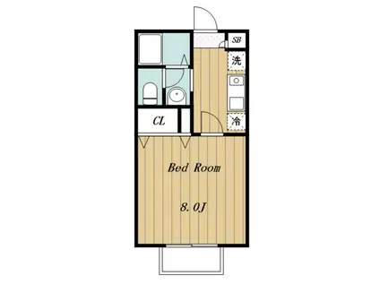 アムール(1K/2階)の間取り写真