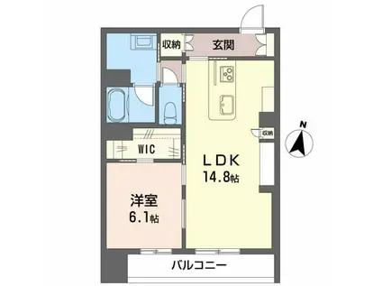 LUANA KAMISUGI(1LDK/3階)の間取り写真