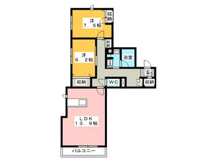 FELICITA(2LDK/3階)の間取り写真