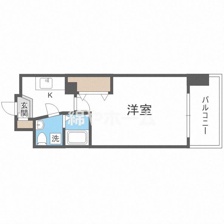 AFFLUENCE難波(1K/3階)の間取り写真