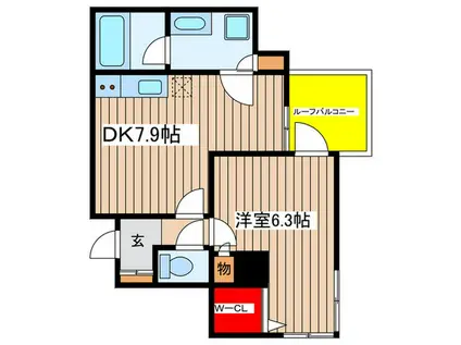 ルミアージュ登戸(1DK/6階)の間取り写真