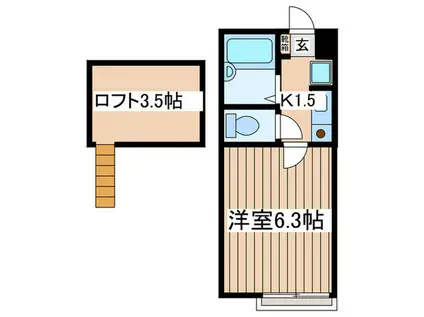 ベテル町田(1K/2階)の間取り写真