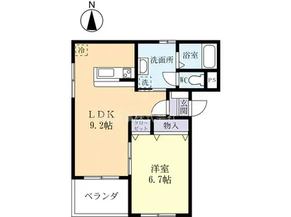 コンフォート赤塚(1LDK/1階)の間取り写真