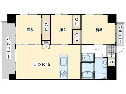 ギャラン二島(3LDK/3階)の間取り写真