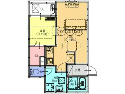 FSTYLE八尾北本町2号館(1LDK/1階)の間取り写真