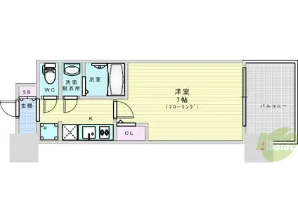 セレニテ新大阪プリエ(1K/12階)の間取り写真