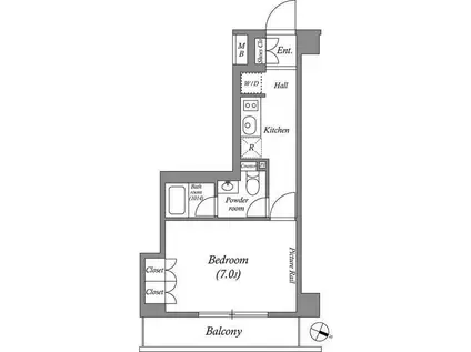 ルクレ西池袋(1K/1階)の間取り写真