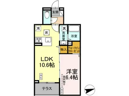 セレスティア祖師谷(1LDK/1階)の間取り写真