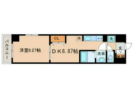 CITY連坊VII(1DK/1階)の間取り写真