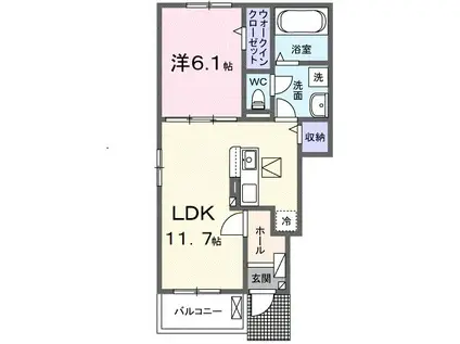 プラーム岡部 II(1LDK/1階)の間取り写真