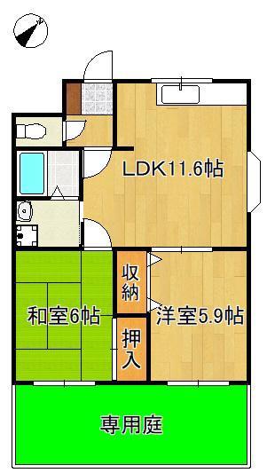 フォレストークイースト(2LDK/1階)の間取り写真