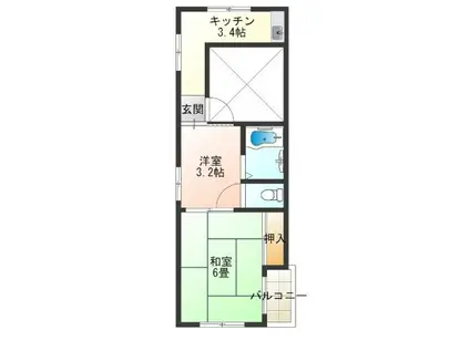 ヒューマンプラザC棟(2K/2階)の間取り写真