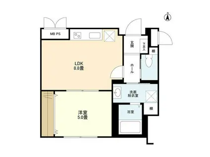 ウェルスクエアイズム蒲田(1LDK/1階)の間取り写真