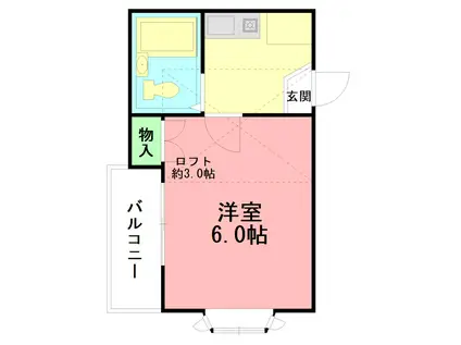 ポルテシャンス(1K/2階)の間取り写真