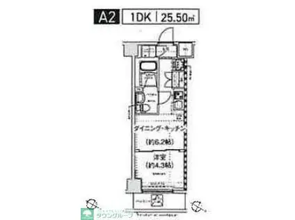 スパシエ幡ヶ谷(1DK/4階)の間取り写真