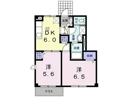 アグリーアブル(2DK/1階)の間取り写真