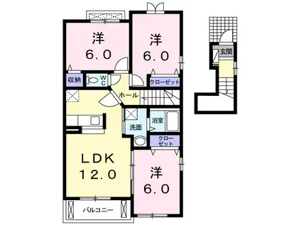 ソレイユ イースト(3LDK/2階)の間取り写真