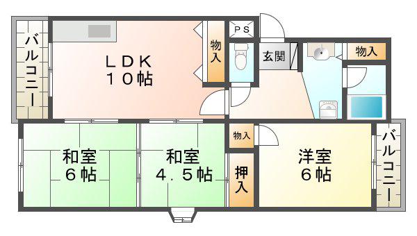 ランベール池北(3LDK/2階)の間取り写真