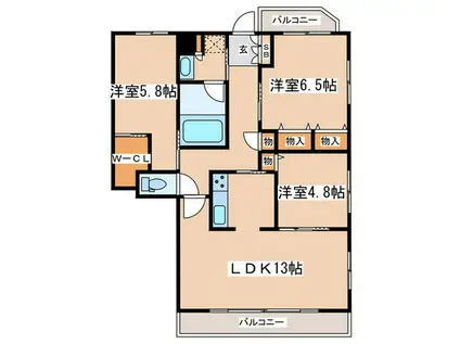 ハピネスレジデンス茅ケ崎イースト(3LDK/11階)の間取り写真