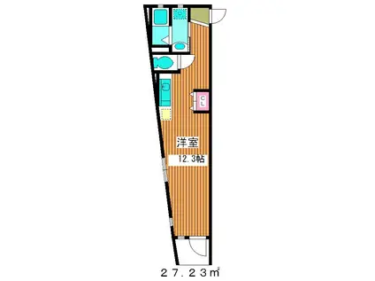 ロックラン ヒルズ(ワンルーム/2階)の間取り写真