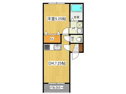 サンクレスト東三輪(1DK/1階)の間取り写真