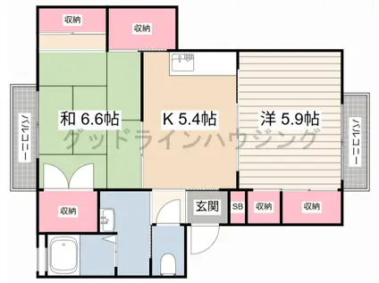 えすたしおん下滝野ハイツ(2K/2階)の間取り写真