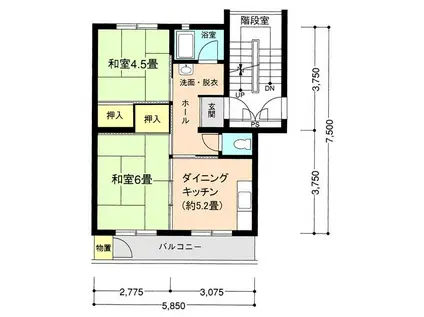 戸塚深谷(2DK/2階)の間取り写真