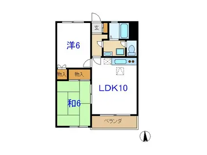 コーポ武美(2LDK/2階)の間取り写真
