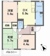 ガーデンハイツ緑ケ丘EFGH(3DK/2階)の間取り写真