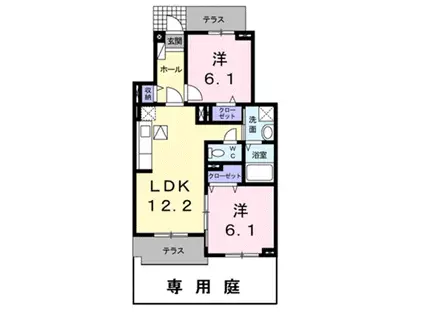 カンパーニャ・ミリオーネ(2LDK/1階)の間取り写真