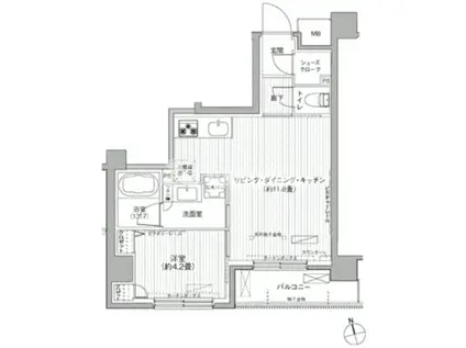 シエール自由が丘(1LDK/1階)の間取り写真